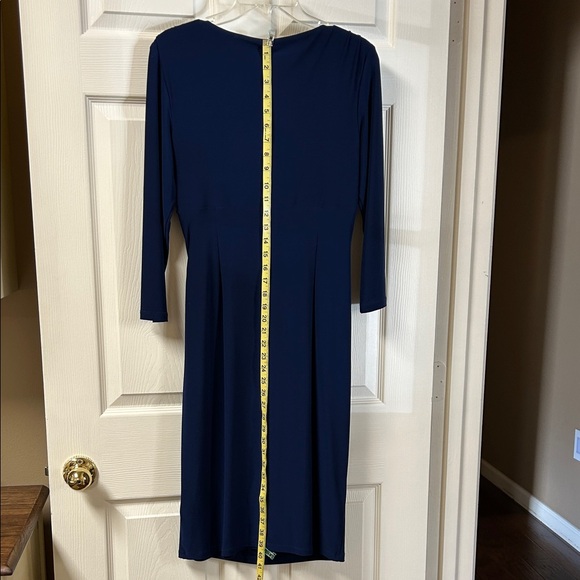Lauren Ralph Lauren Navy Blue Faux Wrap Women's Dress Size 8 - Picture 4 of 8